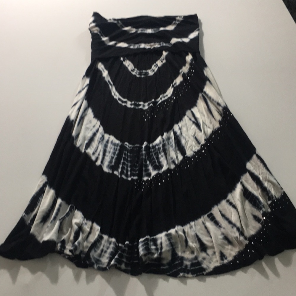 INC BLACK TIE DYE RHINESTONE MAXIE SKIRT SIZE P/M